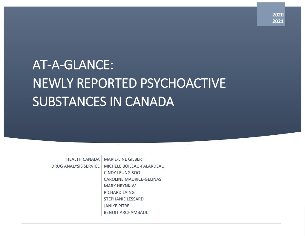 At-a-glance: Newly reported psychoactive substances in Canada 2020-2021