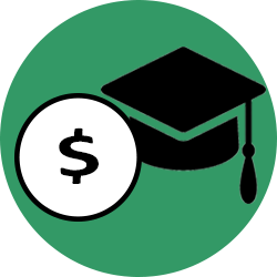 Illustration of a graduation cap and books