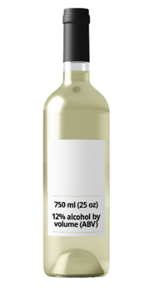 Wine, 750 ml (25 oz), 12% alcohol by volume
