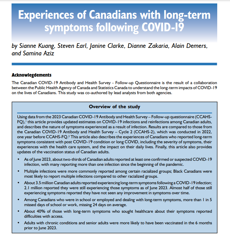 Cover of 'Experiences of Canadians with long-term symptoms following COVID-19'