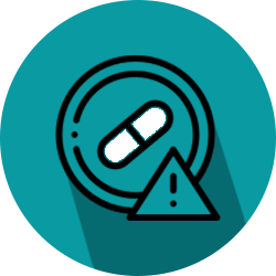 Icon of a pill warning representing an overdose